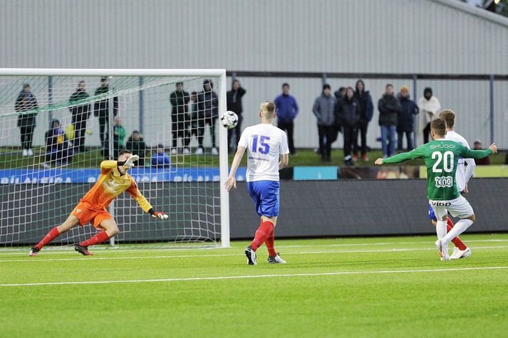 Kristinn Steindórsson skorar hér langþráð mark sitt gegn Gróttu.