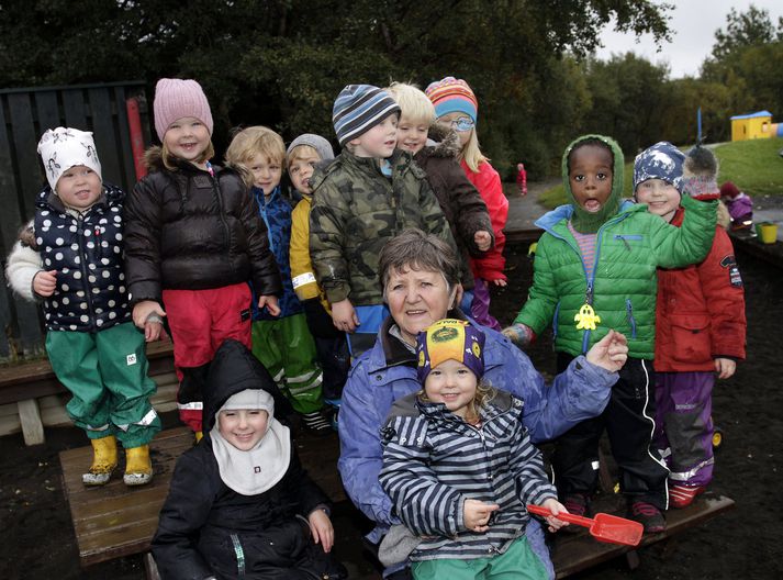 „Mér hefur fundist voða gott að vera úti með börnin og sinna þeim,“ segir Þórkatla sem lætur af störfum í dag á Ægisborg.