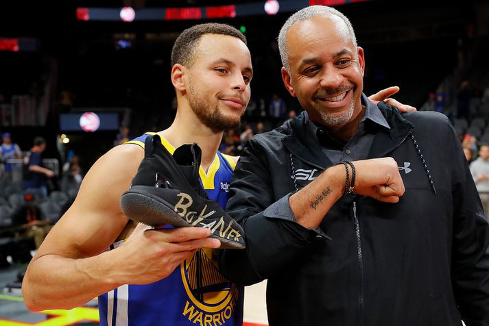 Feðgarnir Stephen Curry og Dell Curry.