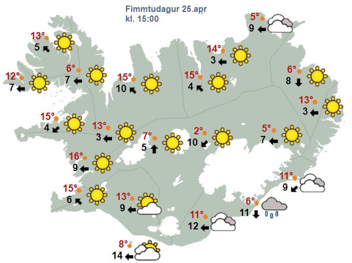 Vonandi geta sem flestir landsmenn notið veðurblíðu á fimmtudaginn.