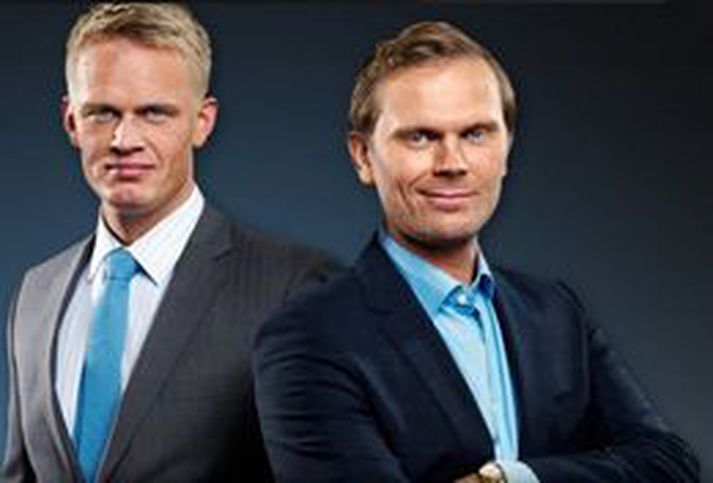 Guðmund Benediktsson og Hjörvar Hafliðason eru á vaktinni í kvöld.