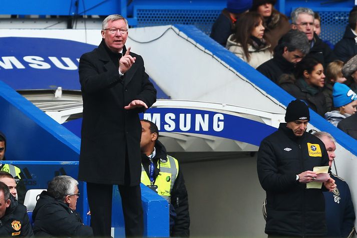Alex Ferguson á hliðarlínunni í dag.