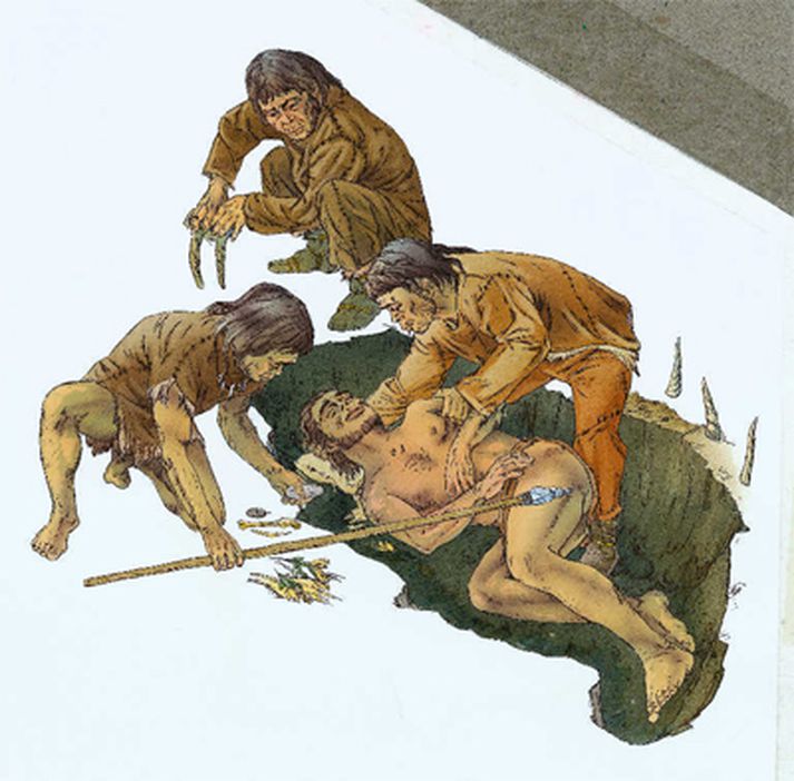 Neandertalsmenn lögðu látna til hvíldar með nokkru tilstandi.