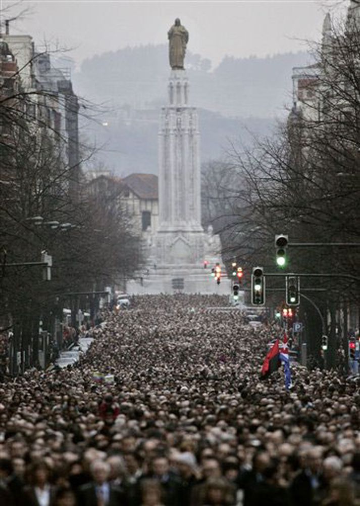 Mótmælaganga í Bilbao, í dag.