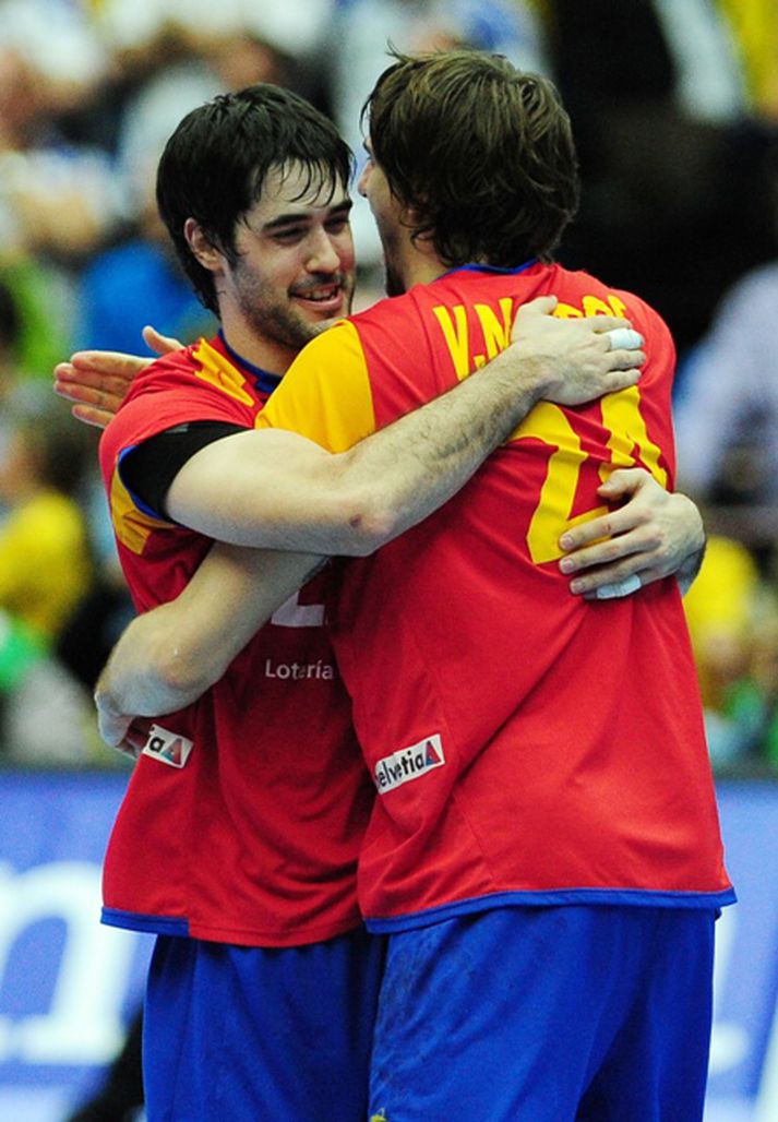 Raul Entrerrios og Viran Morros fagna bronsinu