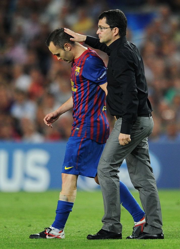 Iniesta fer hér af velli í kvöld.