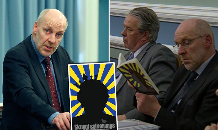 Steingrímur J. Sigfússon las nýja bók um Davíð undir ræðuhöldum þingmanna.