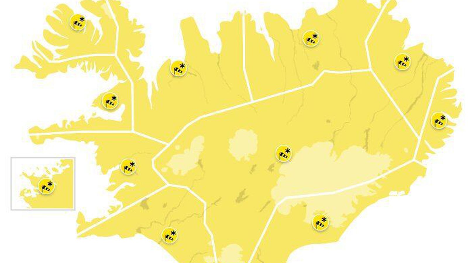 Gefa út gula við­vörun fyrir allt landið