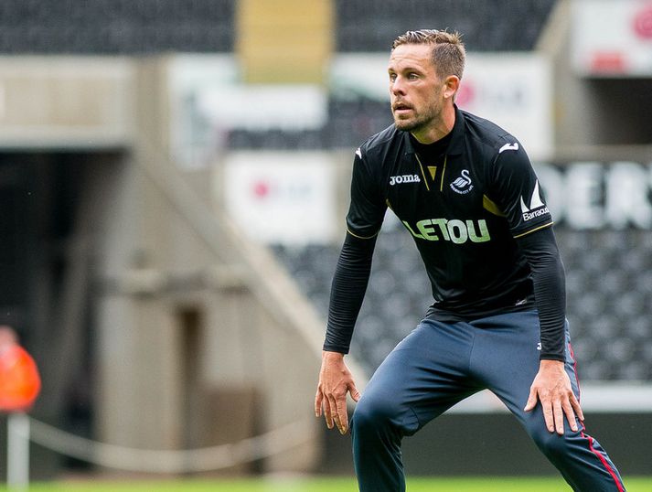 Gylfi Þór Sigurðsson á æfingu með Swansea.