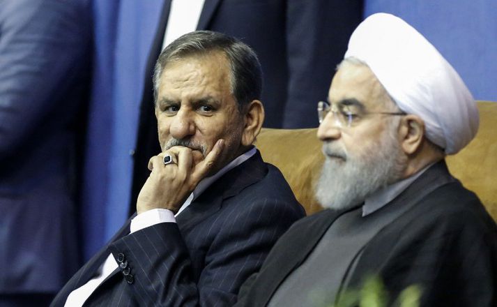 Eshaq Jahangiri, varaforseti Írans, og Hassan Rouhani Íransforseti.