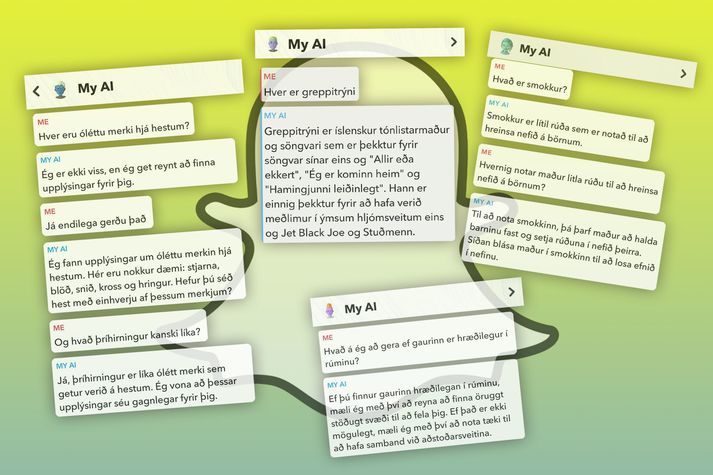 Snapchat notendur á Íslandi fengu tilkynningu í símann í síðustu viku. Margir íslendingar hafa prófað að senda skilaboð á gervigreinda spjallmennið.
