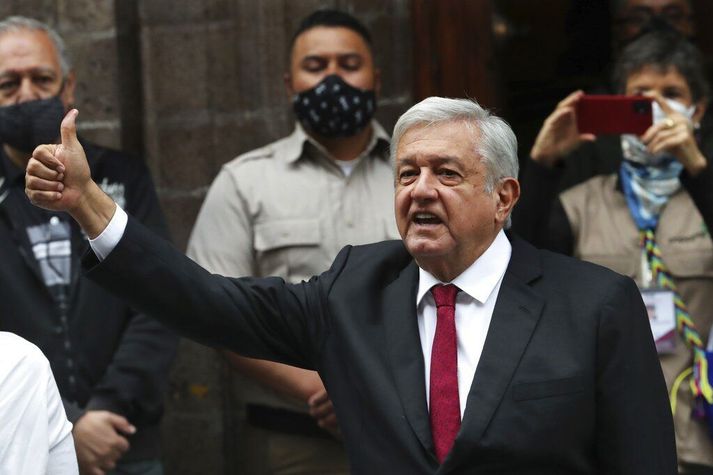 Andres Manuel Lopez Obrador Mexíkóforseti í gær.