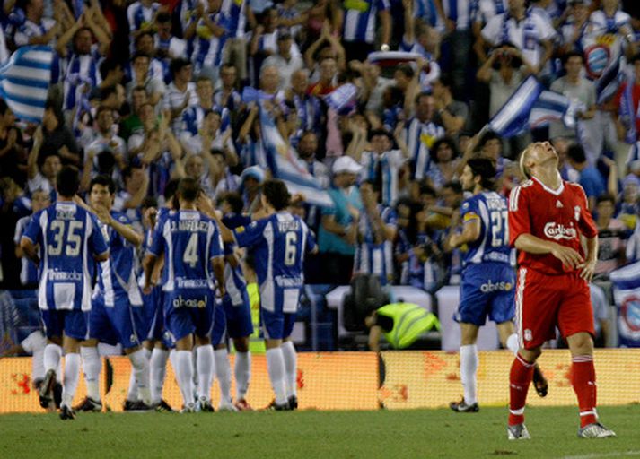Úr leik Espanyol og Liverpool í gærkvöldi.
