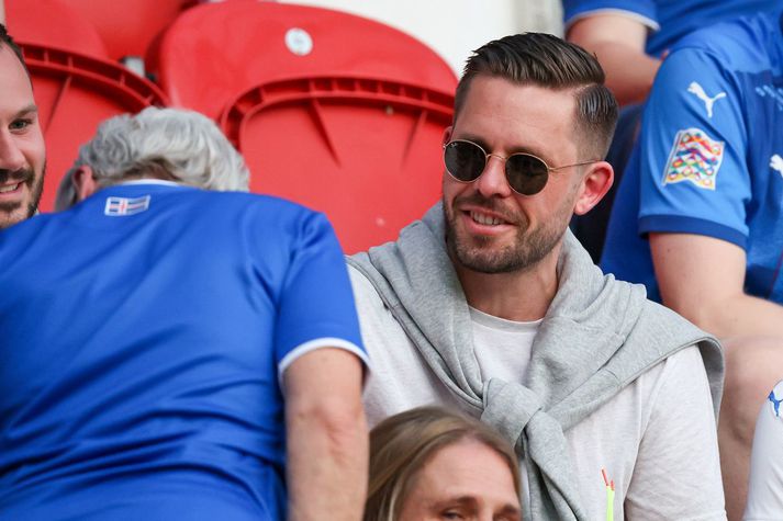 Gylfi Þór Sigurðsson var viðstaddur landsleik Íslands og Frakklands sem fram fór á EM Englandi í knattspyrnu kvenna í fyrra.