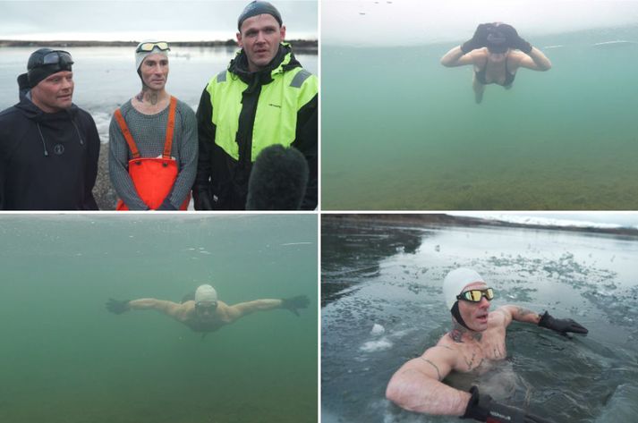 Ice Tribe Iceland er flokkur sem stundar það að kafa í ísköldu vatni.