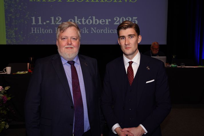 Forysta Miðflokksins. Formaðurinn Sigmundur Davíð Gunnlaugsson og Snorri Másson, nýr varaformaður.
