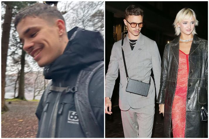 Romeo Beckham var klæddur 66°Norður frá toppi til táar í gönguferð í dag.