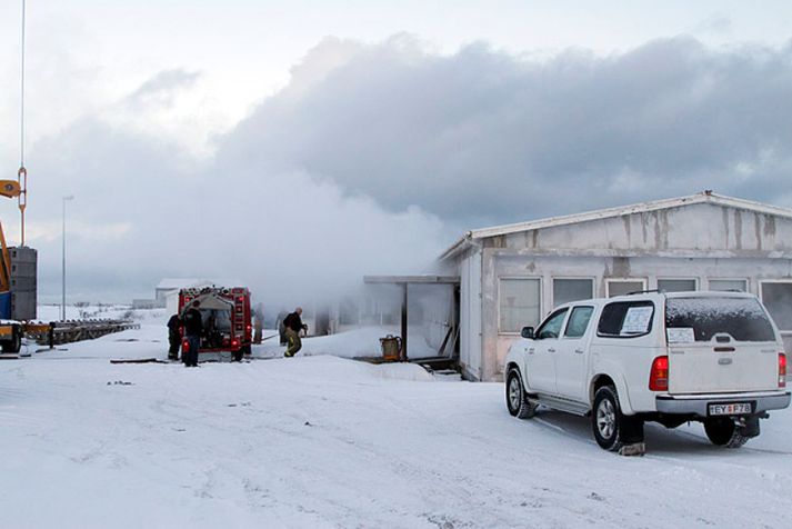 Frá vatnslekanum. Hægt er að skoða fleiri myndir á vef Víkurfrétta.