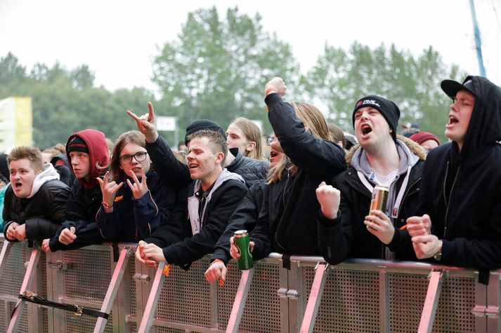 Þessi skemmtu sér vel á Secret Solstice sumarið 2018 þrátt fyrir að veðrið væri ekki fyrsta flokks.