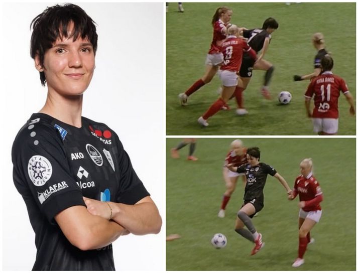 Aida Kardovic er óhrædd við að að taka á varnarmenn og sýnir oft leikni sína inn á vellinum.