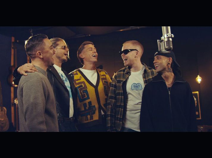 Friðrik Dór Jónsson, Rúrik Gíslason, Jón Jónsson, Herra Hnetusmjör og Aron Can eru drengirnir á bak við Iceguys.