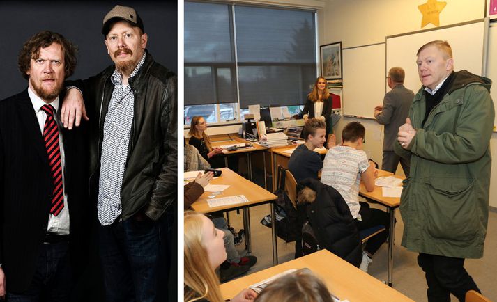 Jón Gnarr heimsótti nemendur í Réttarholtsskóla í morgun.