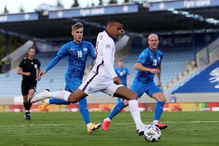 Mason Greenwood á ferðinni gegn Íslandi.