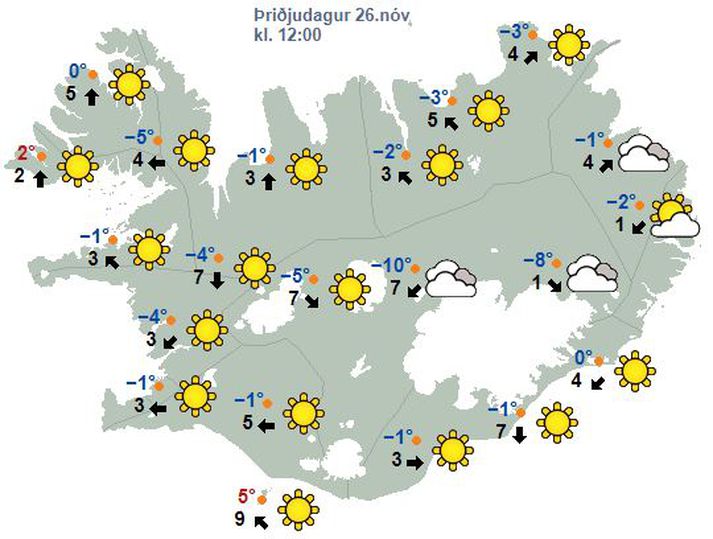 Landsmenn mega reikna með frosti víða um land allt.