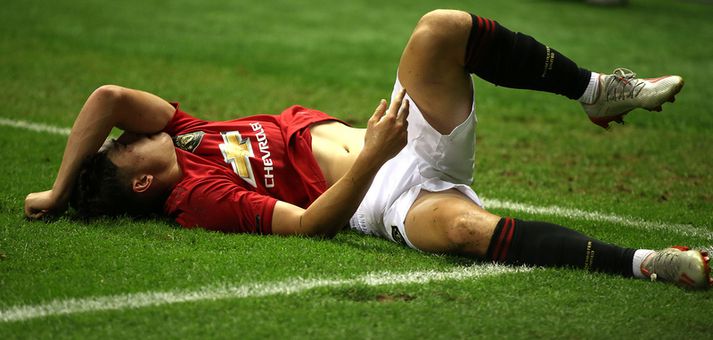 Daniel James hjá Manchester United fékk oft að finna fyrir því í gær.