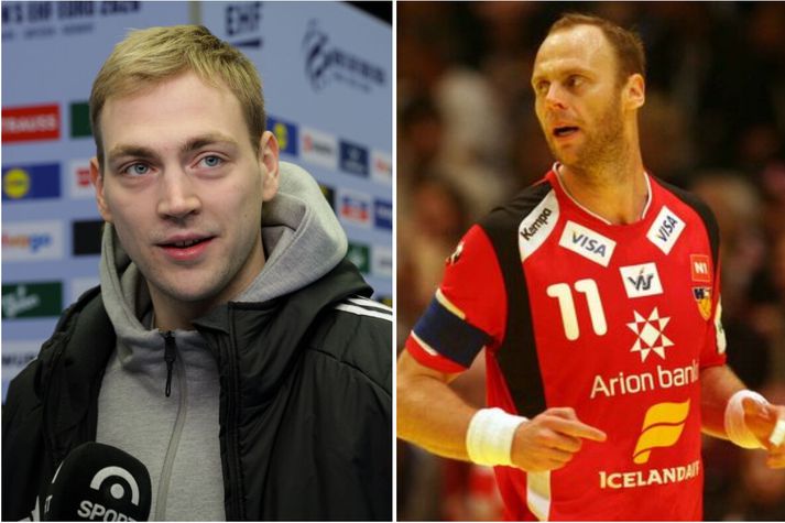 Einar Þorsteinn getur unnið sín fyrstu verðlaun á stórmóti. Þarna má sjá pabba hans á EM í Austurríki þar sem Ísland vann síðast til verðlauna.