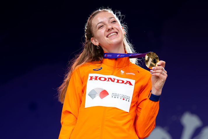 Femke Bol kvaddi 400 metra grindarhlaupið með heimsmeistaragulli á dögunum.