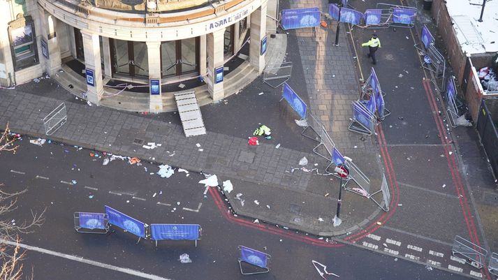 Frá vettvangi í Brixton hverfinu í London.