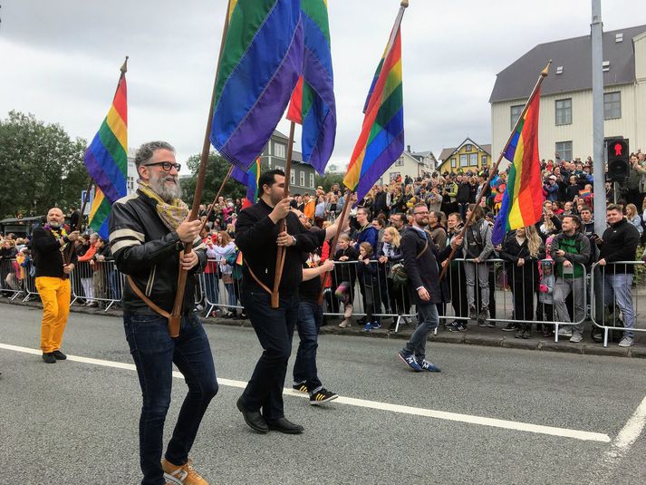 Svona var stemningin í Gleðigöngunni árið 2018.