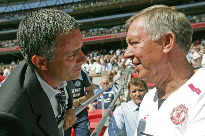 José Mourinho og Sir Alex Ferguson.
