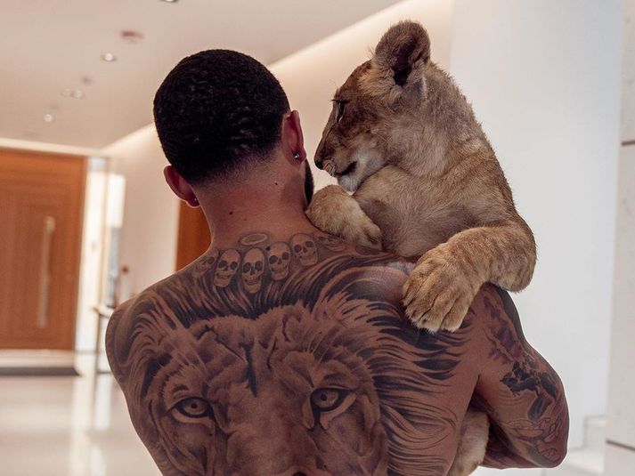 Memphis Depay birti þessa mynd af sér með dýrinu.