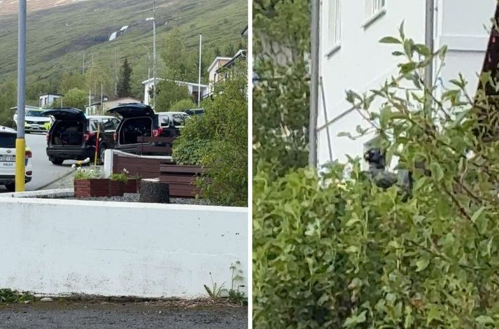 Sérsveitar- og lögreglumenn að störfum á Eskifirði.