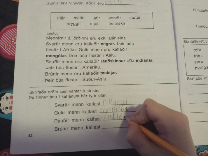 Jón Geir tók mynd af verkefninu á meðan dóttir hans var að vinna það.