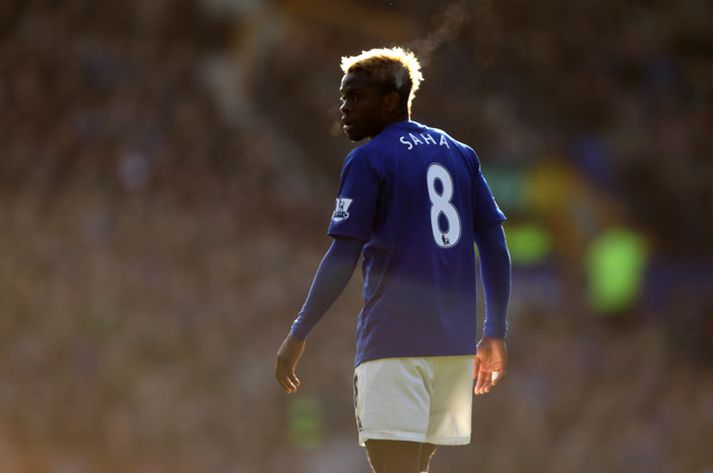 Louis Saha slapp nánast ómeiddur eftir umferðaróhapp í gær en franski framherjinn úr liði Everton gjöreyðilagði Ferrari bifreið sína.