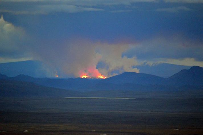 Hægt er að sjá eldgosið í Holuhrauni frá Vestari-Sauðahnjúki.