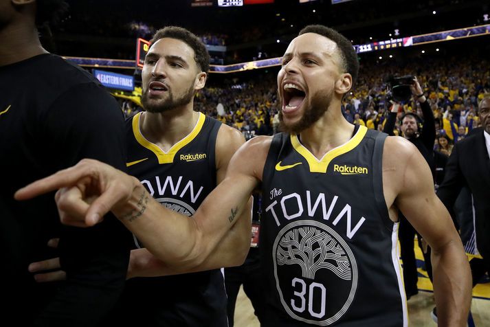 Stephen Curry og Klay Thompson hafa orðið þrisvar sinnum meistarar saman með liði Golden State Warriors.