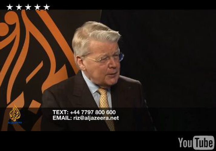 Ólafur Ragnar í viðtali á sjónvarpsstöðinni Al Jazeera.