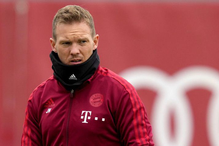 Julian Nagelsmann á æfingu með Bayern München liðinu á dögunum.