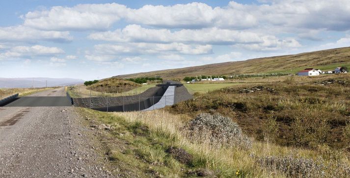 Aðrennslisskurður verður sýnilegasta mannvirkið. Hann verður lagður í gegnum tún jarðarinnar.