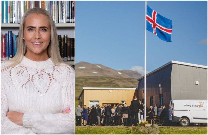 Álfhildur Leifsdóttir og félagsheimið Ketilás í Skagafirði. Álfhildur skilur ekki hvers vegna Skagafjörður vill leita til dómsstóla með það fyrir augum að hafa af kvenfélaginu Framtíðinni 17 prósenta eignarhlut.