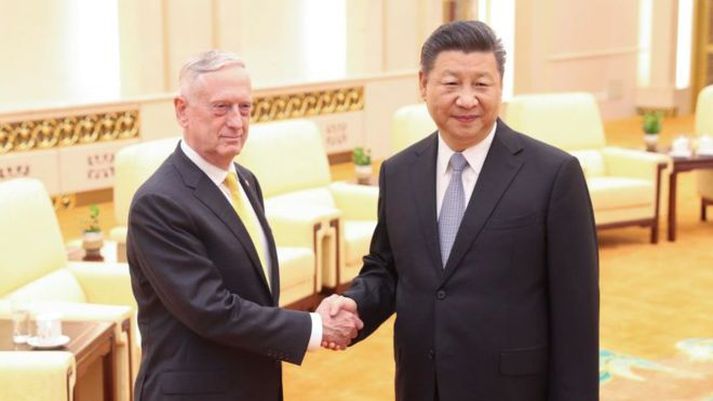 James Mattis hitti Xi Jinping á þriggja daga ferð sinn um Kína.