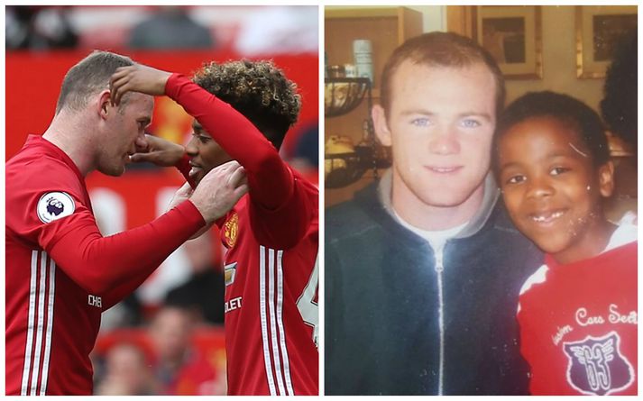 Rooney grunaði líklega ekki er hann hitti sex ára gamlan Gomes að drengurinn myndi leysa hann af hólmi í leik með Man. Utd.