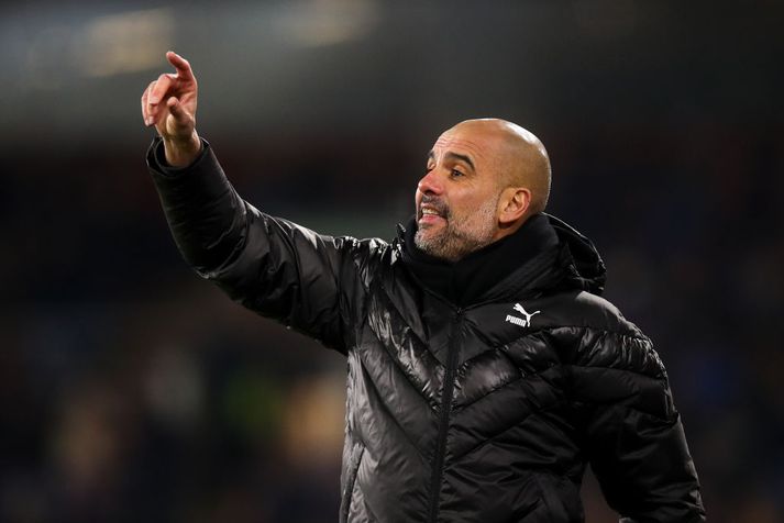 Guardiola líflegur á hliðarlínunni í gær.