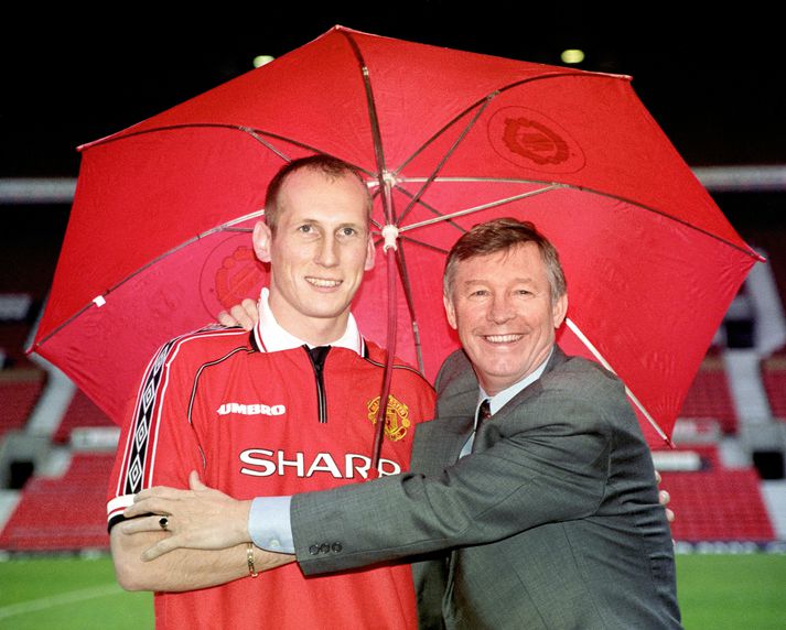 Jaap Stam og Sir Alex Ferguson þegar allt lék í lyndi.