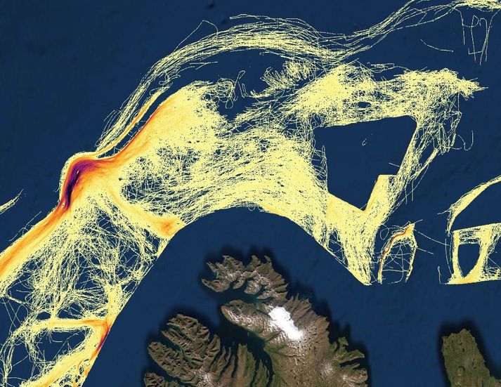 Dökki flekkurinn út af Vestfjörðum, Halamið, er sá veiðistaður við Ísland sem fiskiskipaflotinn sótti mest á árið 2018.