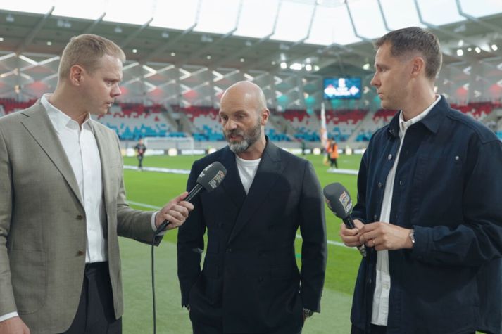 Arnar Gunnlaugsson, landsliðsþjálfari, ræddi við Stefán Árna Pálsson og Kjartan Henry Finnbogason nú rétt áðan í Lúxemborg fyrir leik í Þjóðadeildinni gegn heimamönnum.
